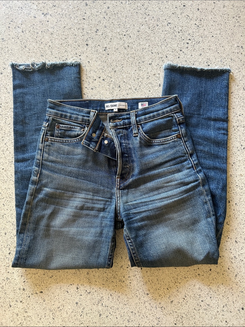 Re/Done Faded Blue Slim Straight Jeans
